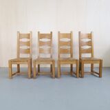 Brutalist dining chairs, 1970s, set of 4