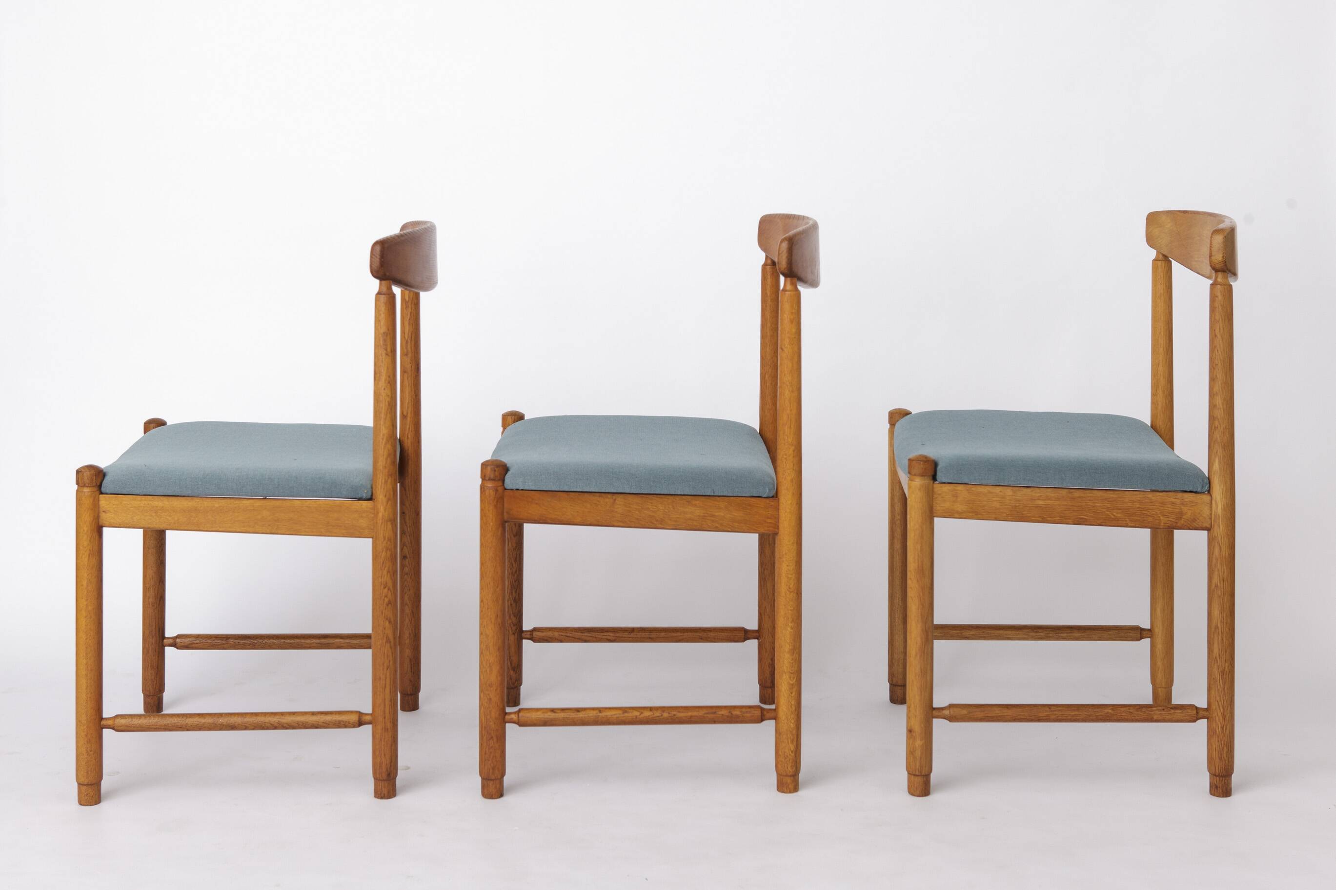 Set of 5 Vintage Oak Dining Chairs Germany 1960s Mid Century Modern