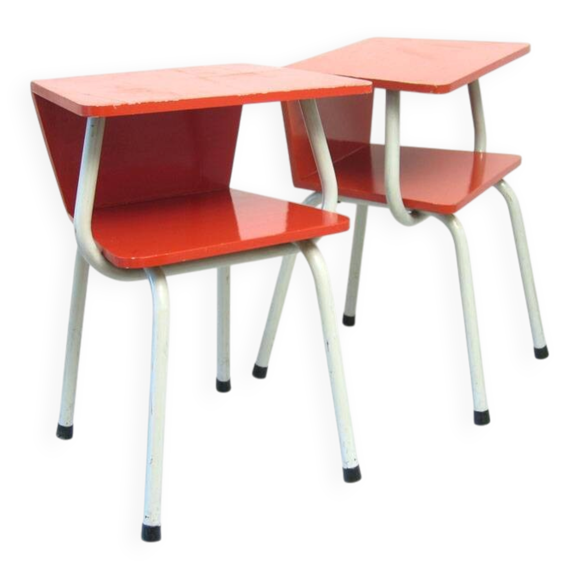 2 fifties red vintage bedside cabinets