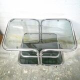 Chrome rolling table and smoked glass