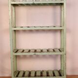 Old workshop shelf in Burmese teak with original green patina