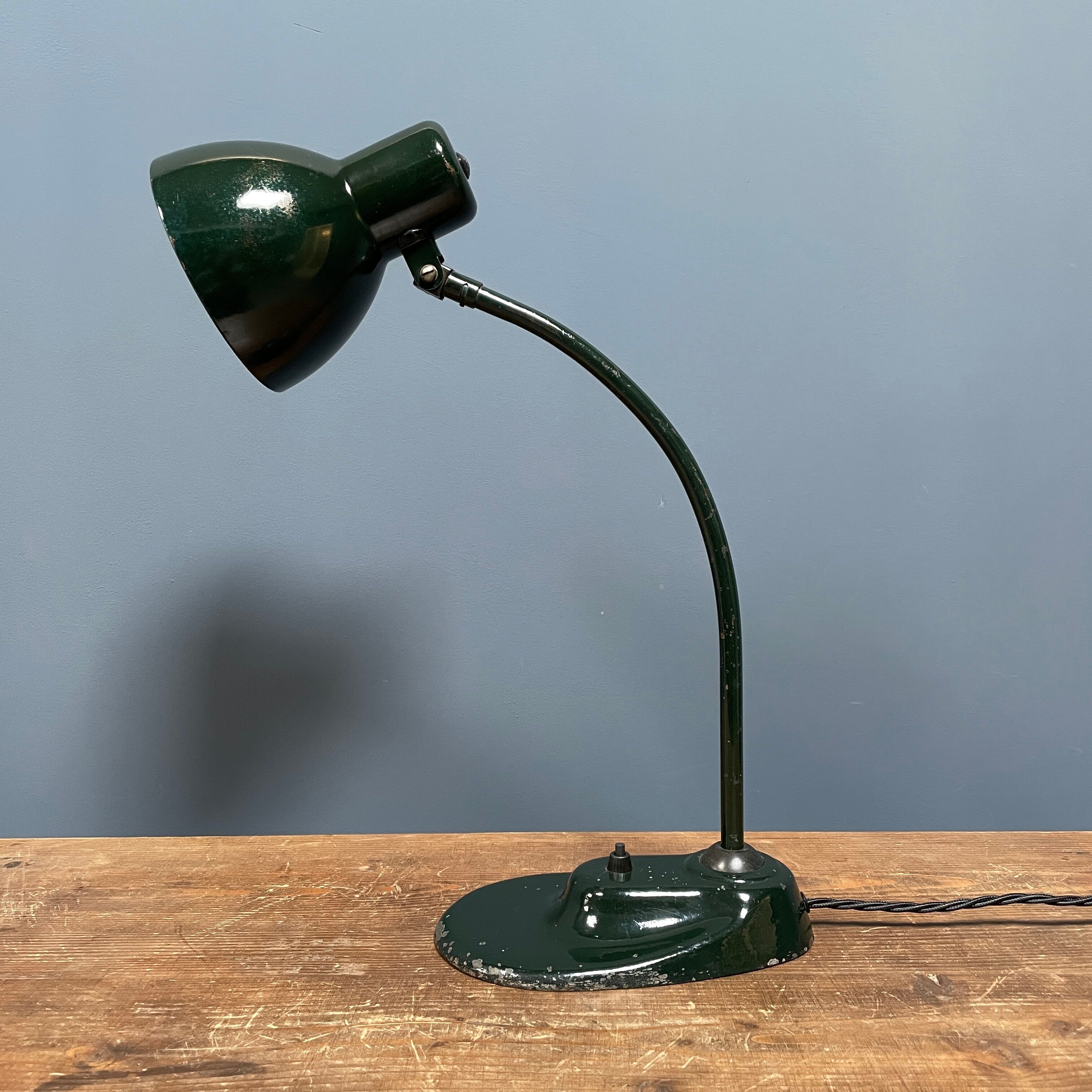 Dark green Kandem Bauhaus desk lamp model 1087 from the 1930s