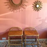 Vintage rattan bedside tables