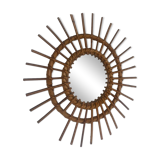 1960s rattan sun mirror.