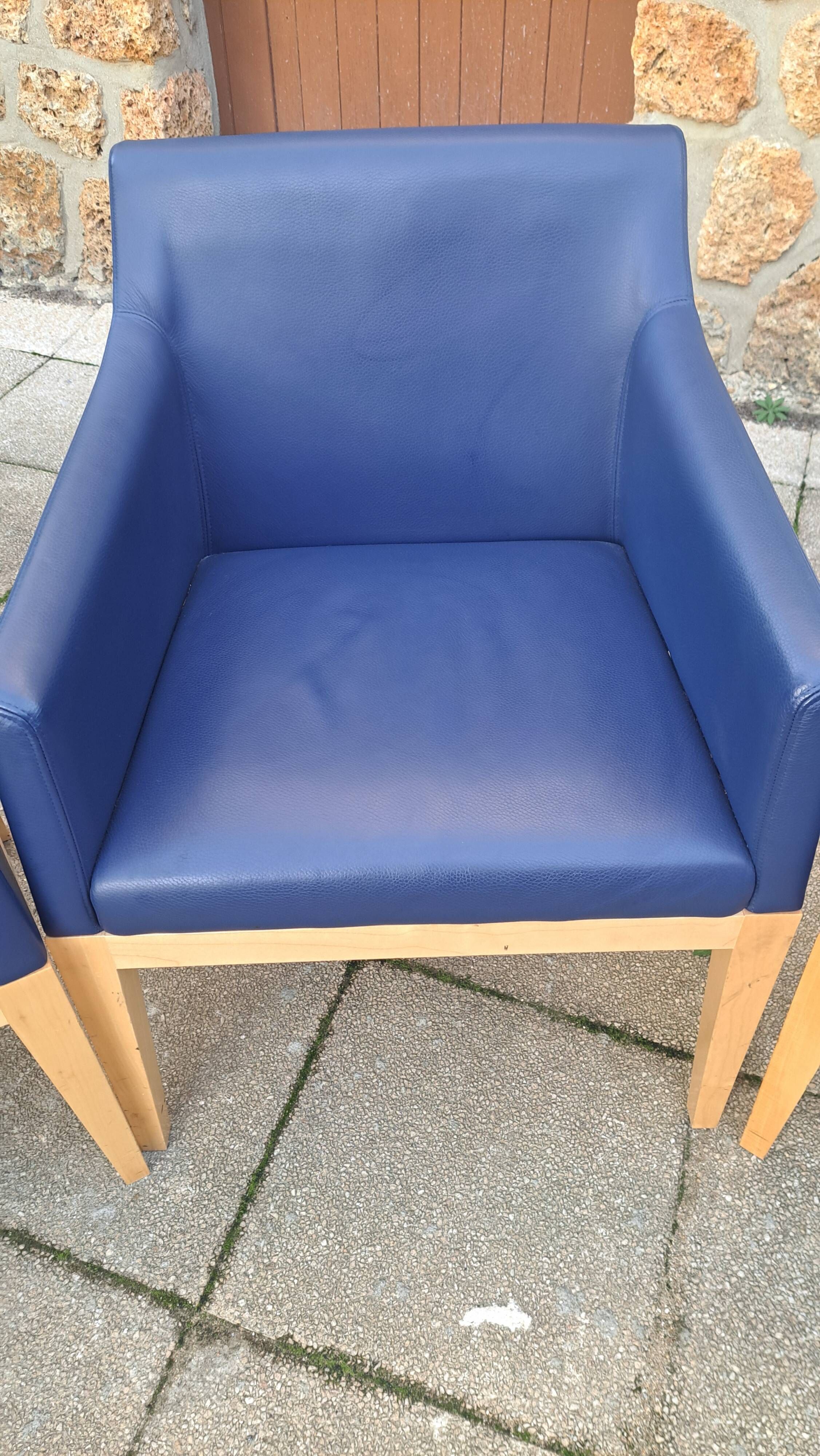 set of 3 leather armchairs Hugues Chevalier