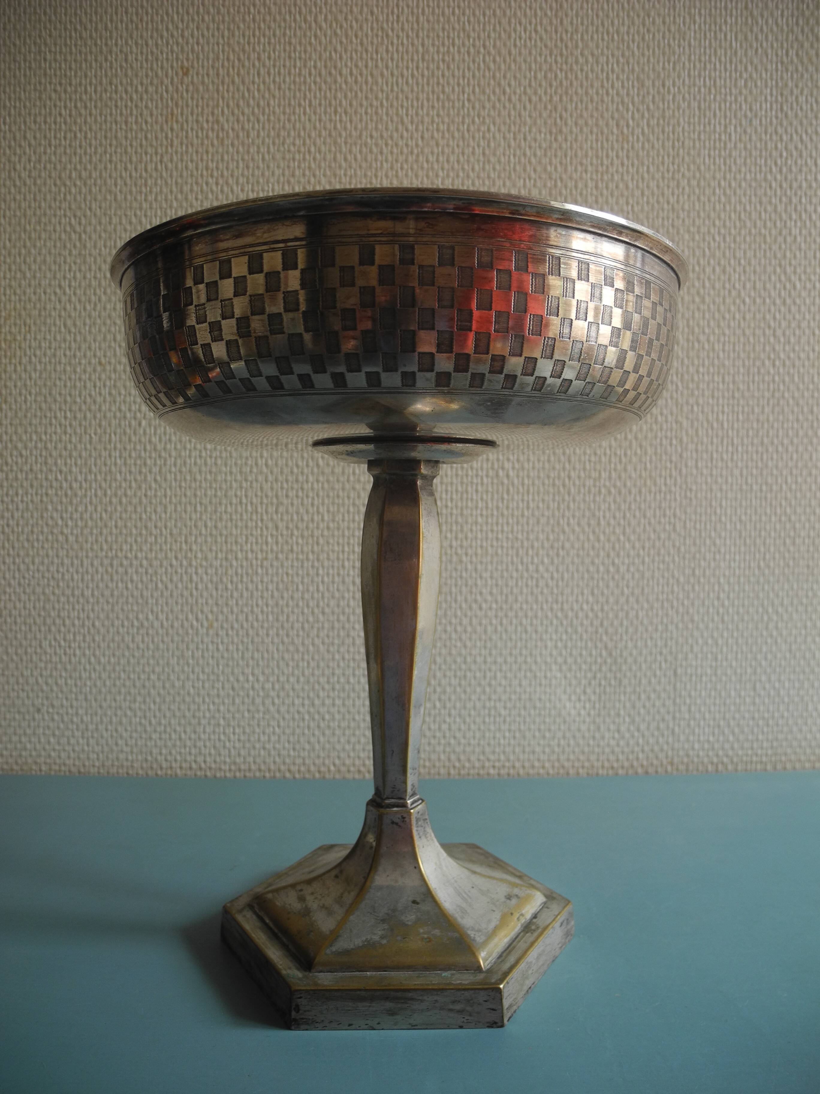 vintage centre table cup silver-plated art deco French silver metal cup