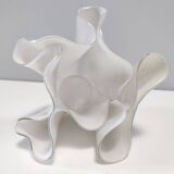 White Glass Vase "Fazzoletto" by Giorgio Berlini, Italy