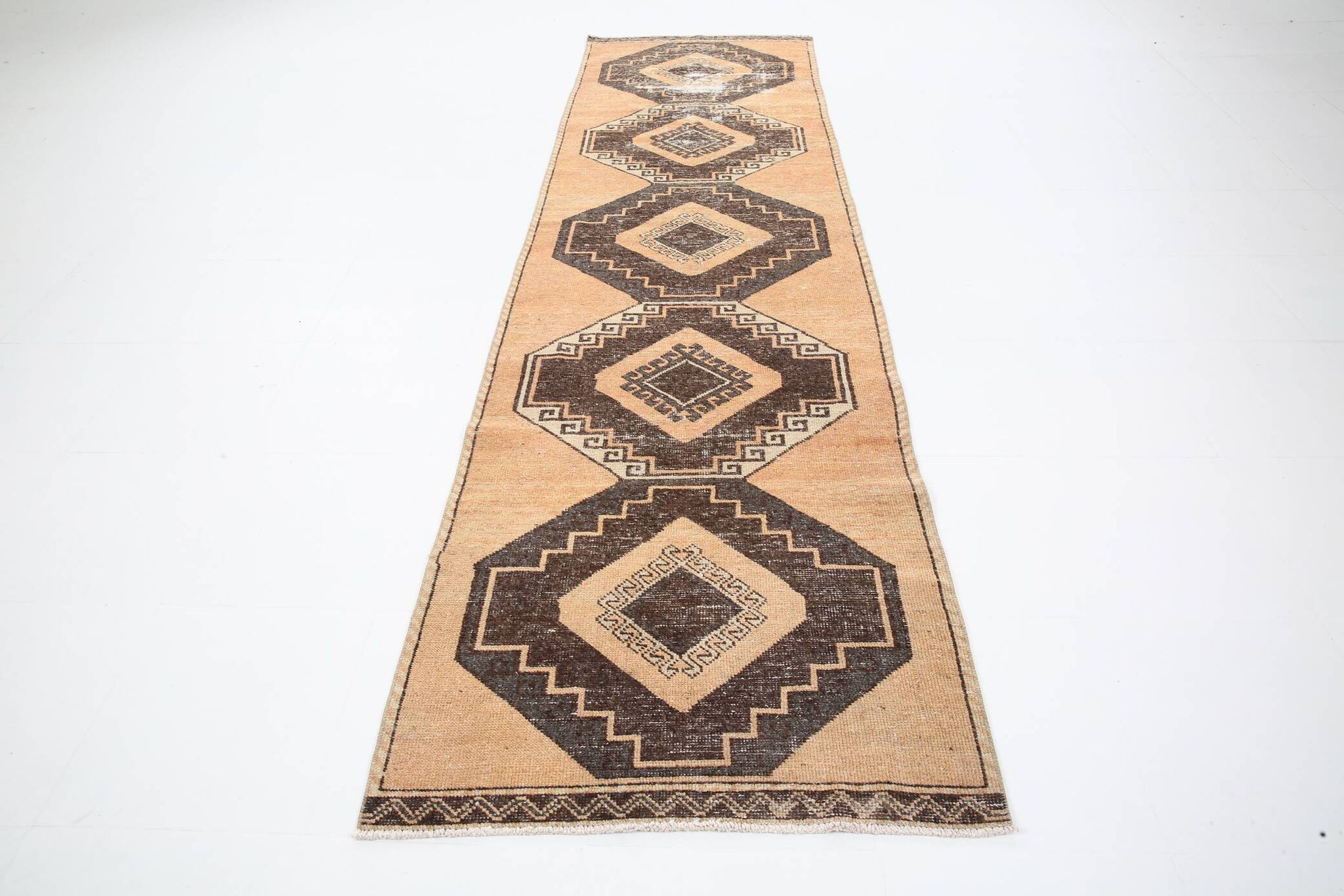 3x11 Rug For Hallway Brown Vintage Persian Runner Rug, 94x345Cm SK 5284