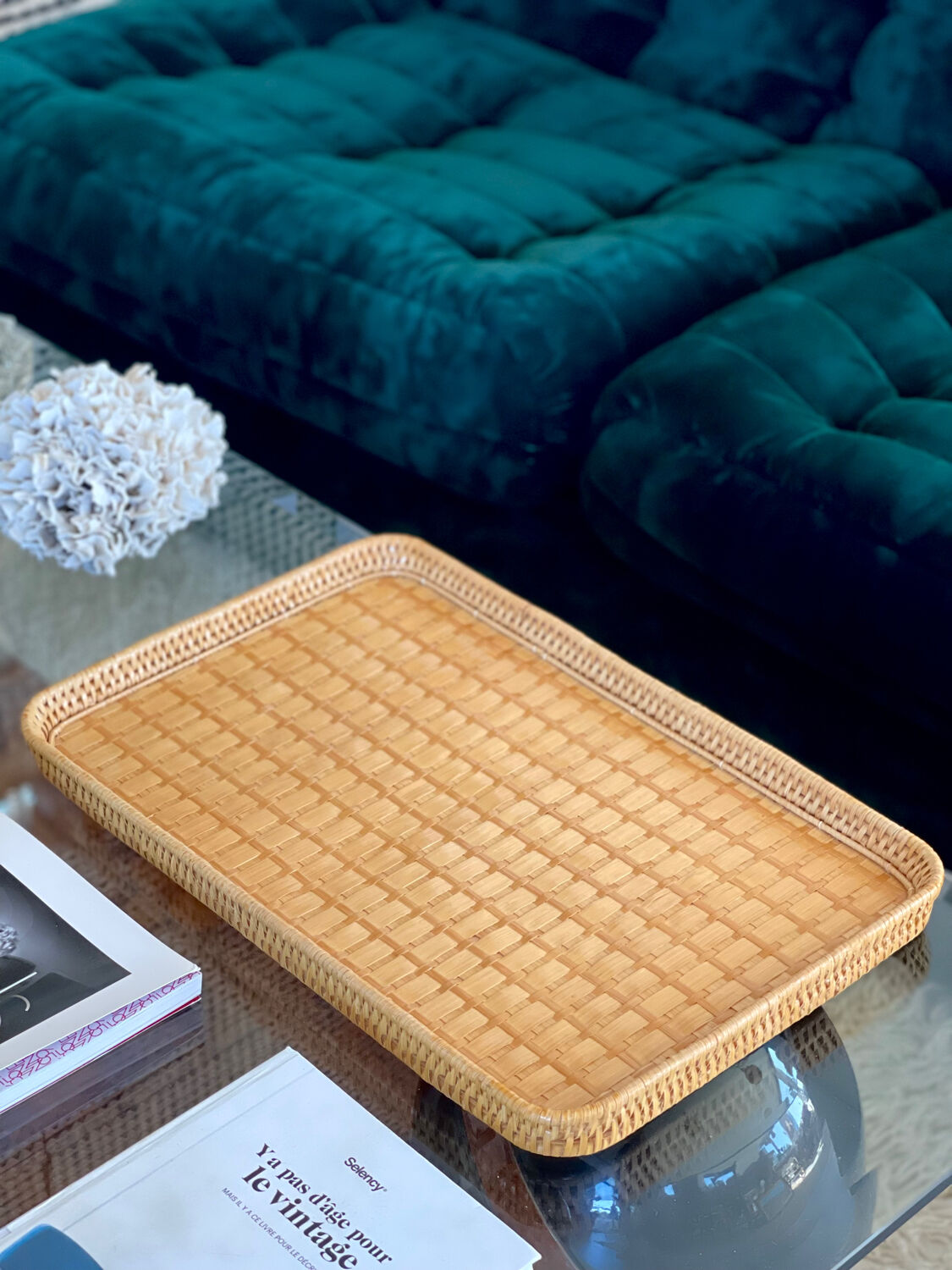Vintage rattan tray