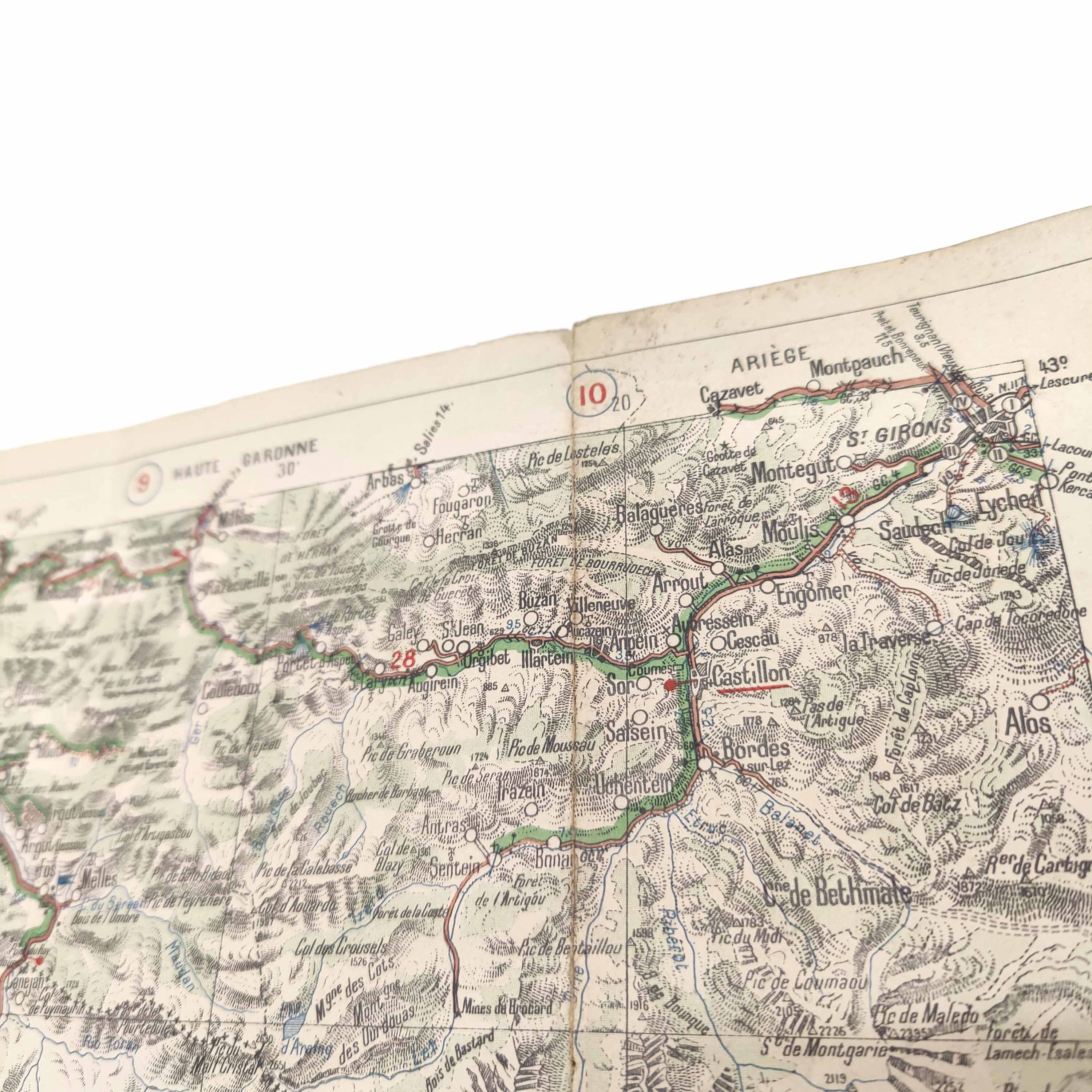 Michelin map Haute-Garonne Pyrenees and Navarre 1920