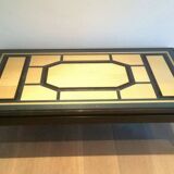 Beautiful coffee table lacquered in black, eggshell and blue