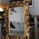 Miroir doré sculpté exceptionnel 92x128 bois