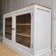 Beige glass and wood sideboard