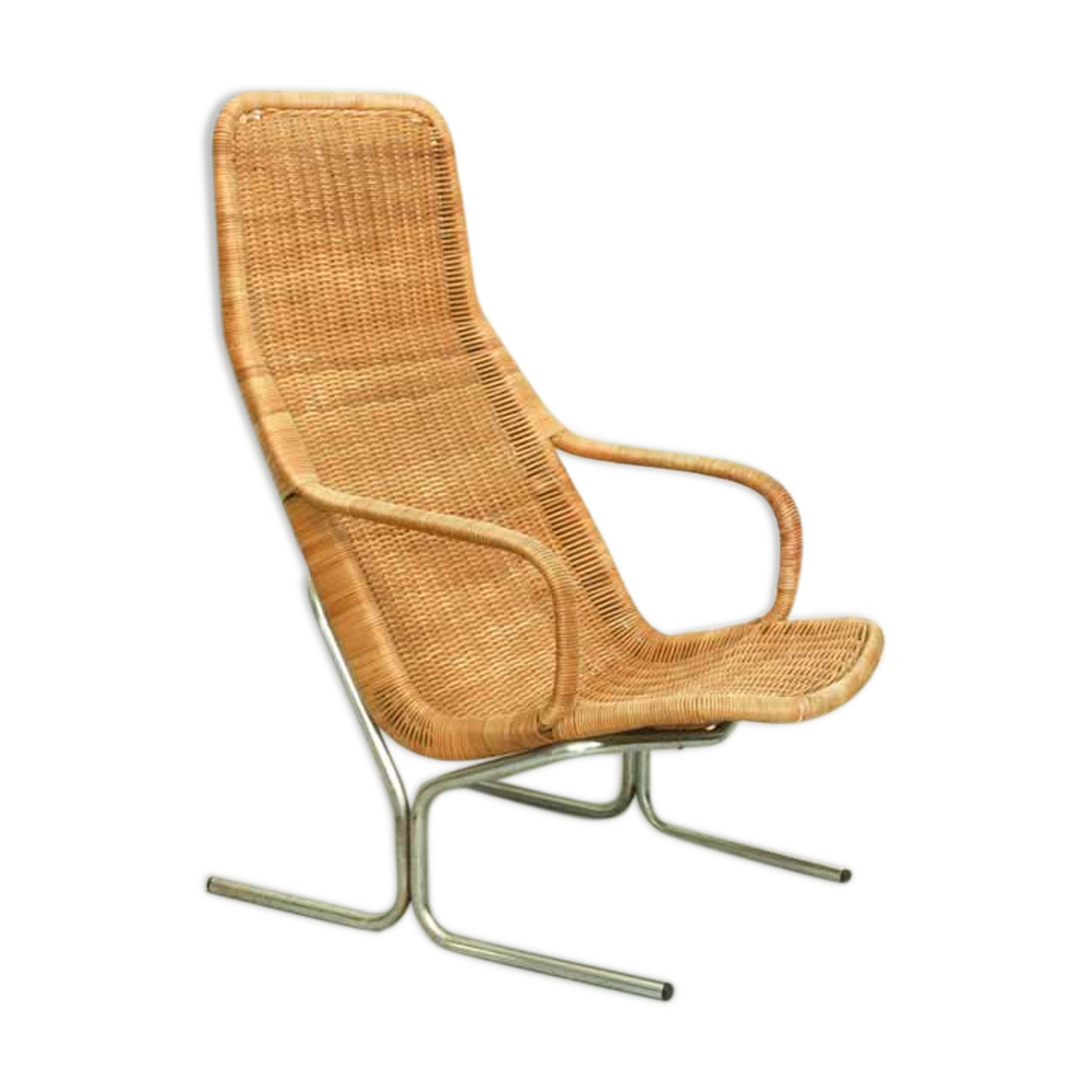 Mid Century Wicker Lounge Chair by Dirk van Sliedregt for Jonker Brothers, 1960s