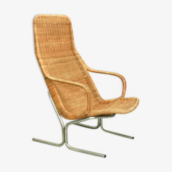 Mid Century Wicker Lounge Chair by Dirk van Sliedregt for Jonker Brothers, 1960s