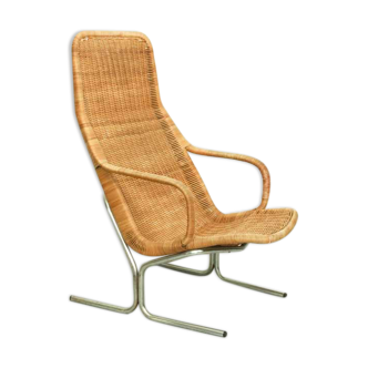 Mid Century Wicker Lounge Chair by Dirk van Sliedregt for Jonker Brothers, 1960s