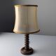 Charles Dudouyt oak table lamp with parchment shade, France, 1950s