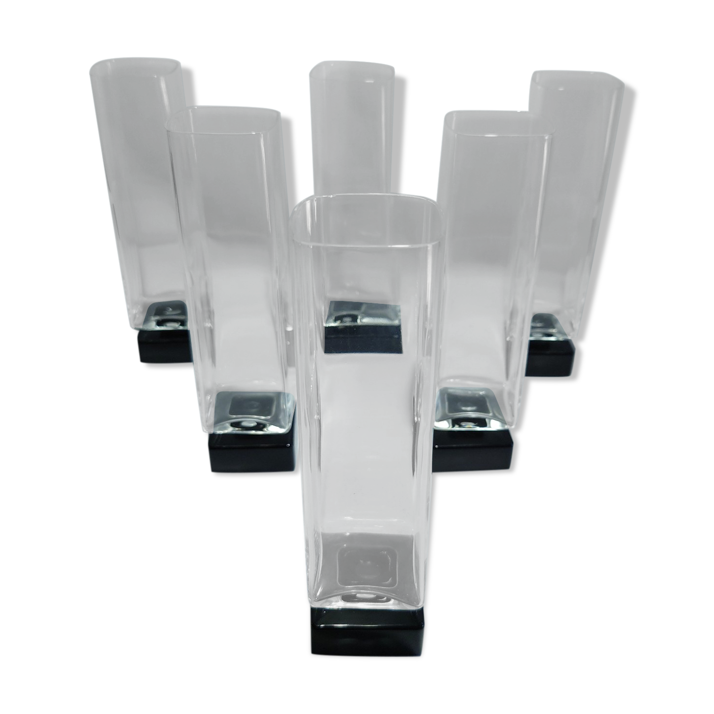 6 vintage square-stemmed glasses