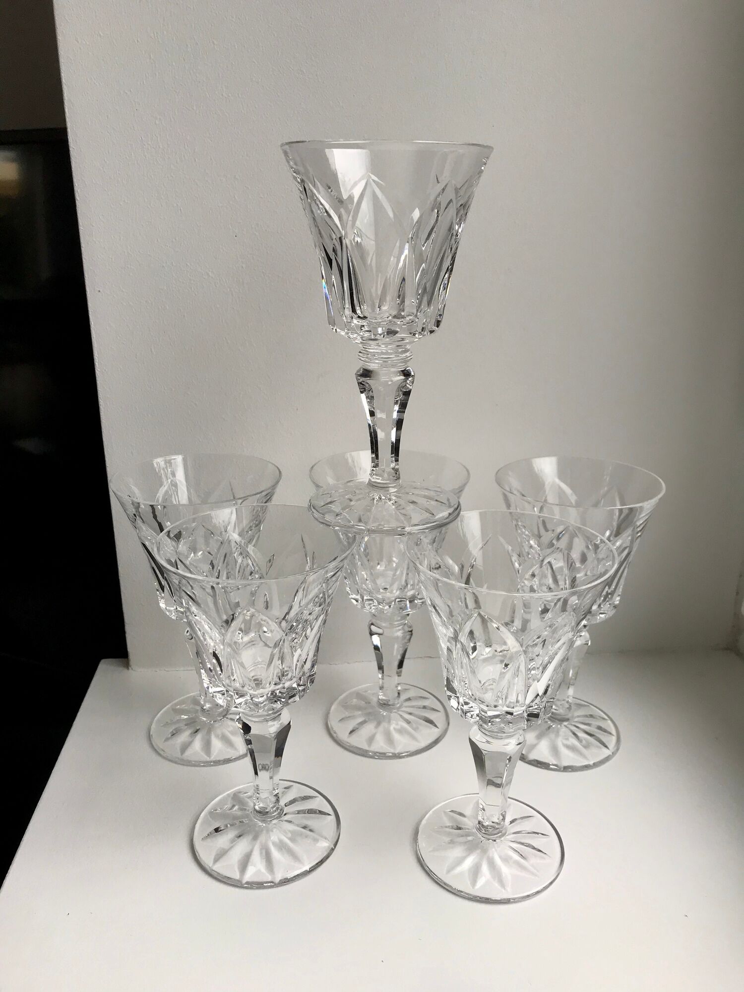 Set of 6 large crystal wine glasses 50s