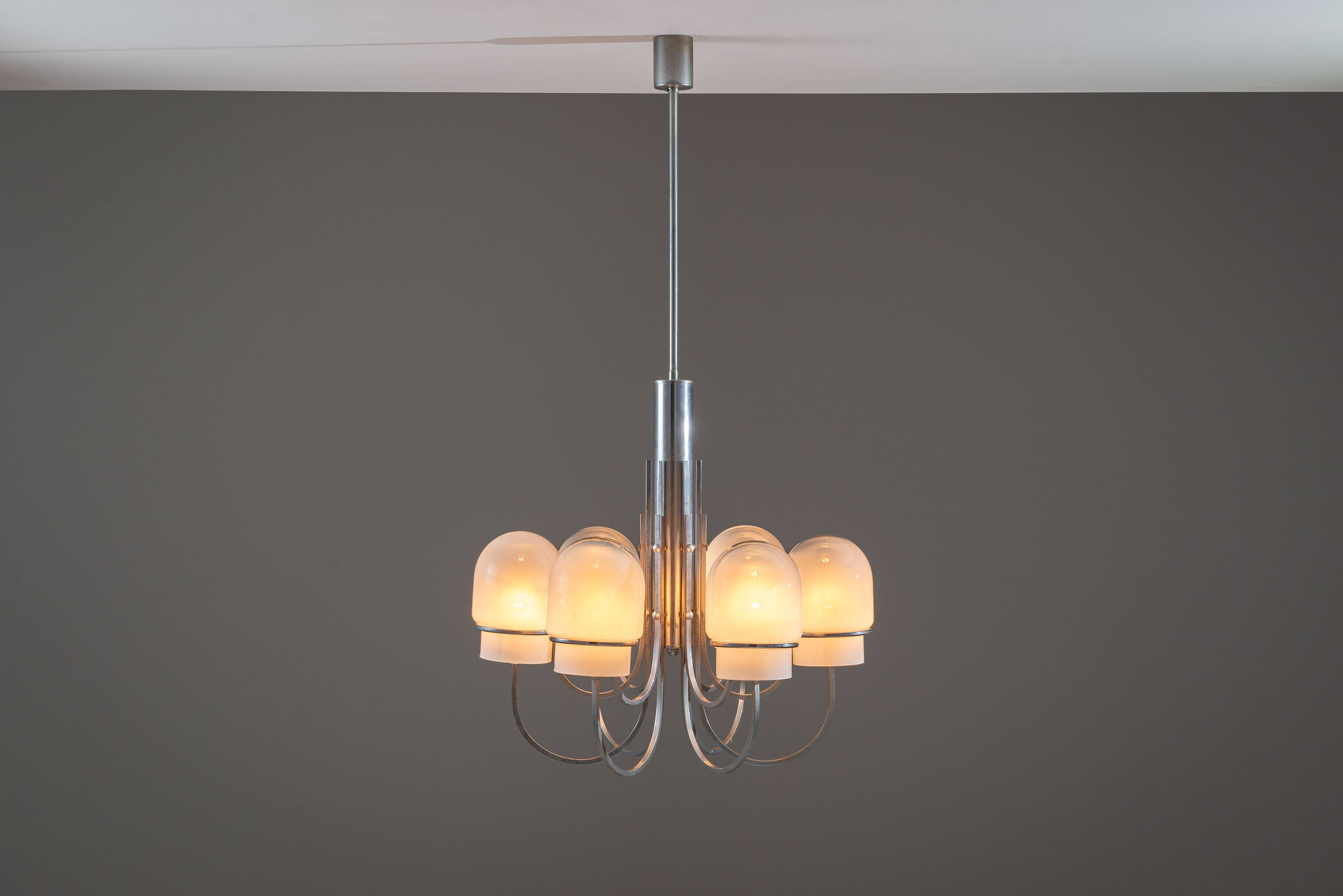Angelo Gaetano Sciolari chandelier with six misty glass shades