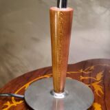 Pair of scandinavian style bedside lamps in wood and silver metal elec ok 30x18