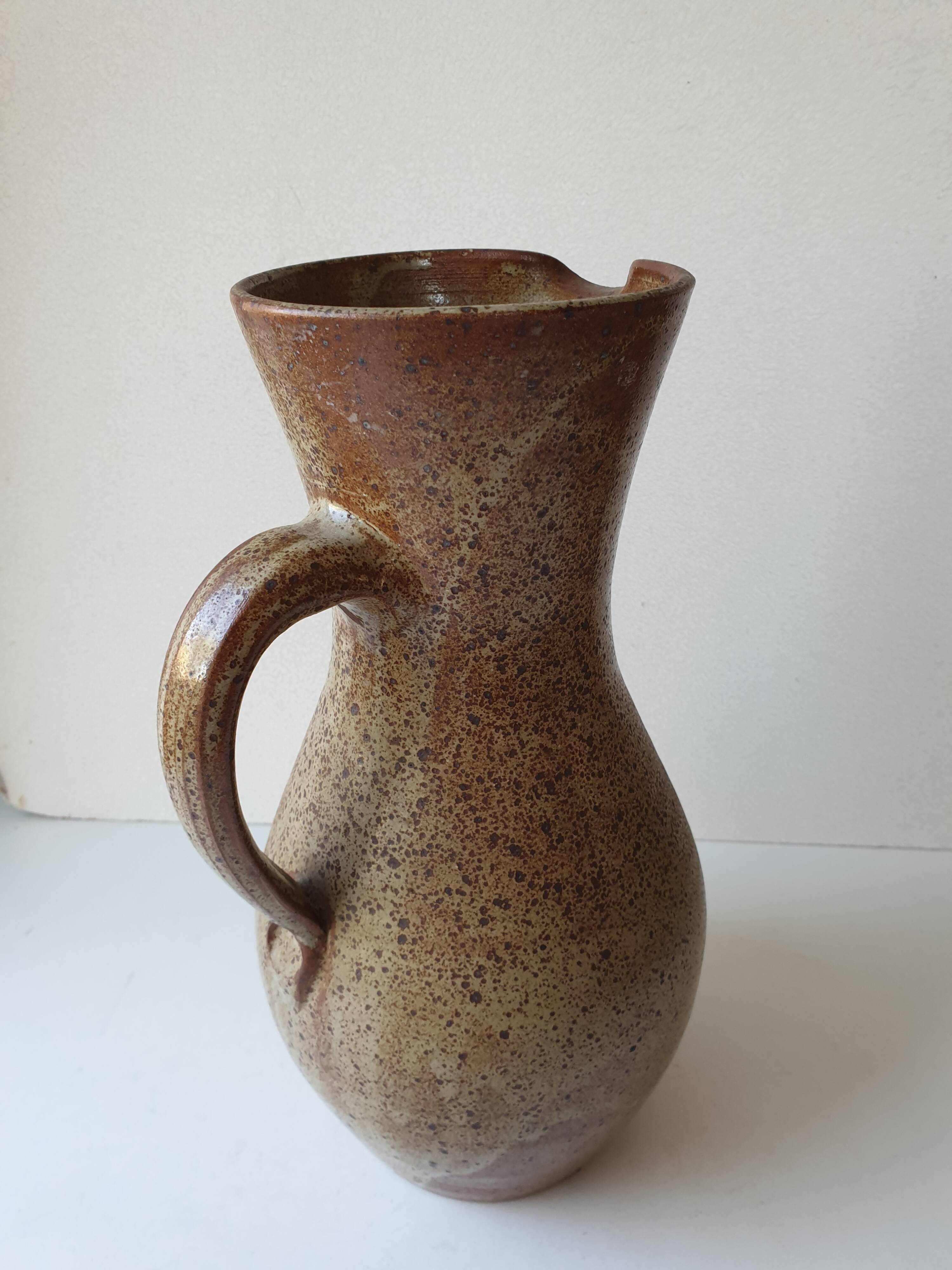 Large glazed stoneware ceramic pitcher Le refuge - 29cm