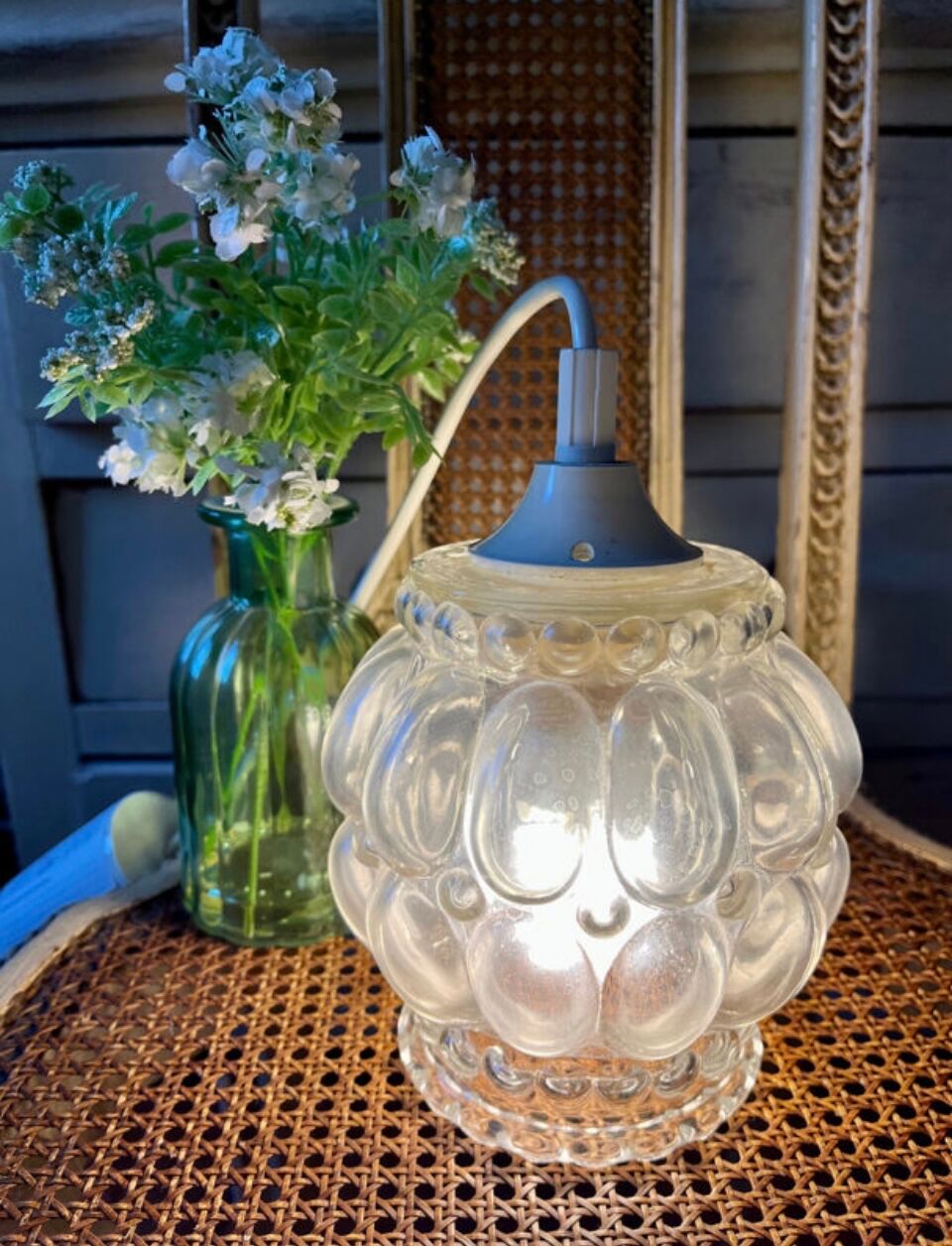 Vintage bubble glass pendant light