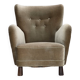 1960s, Danish armchair, green furniture velour, oak wood legs.