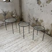 Tables basses gigogne métal et verre années 50