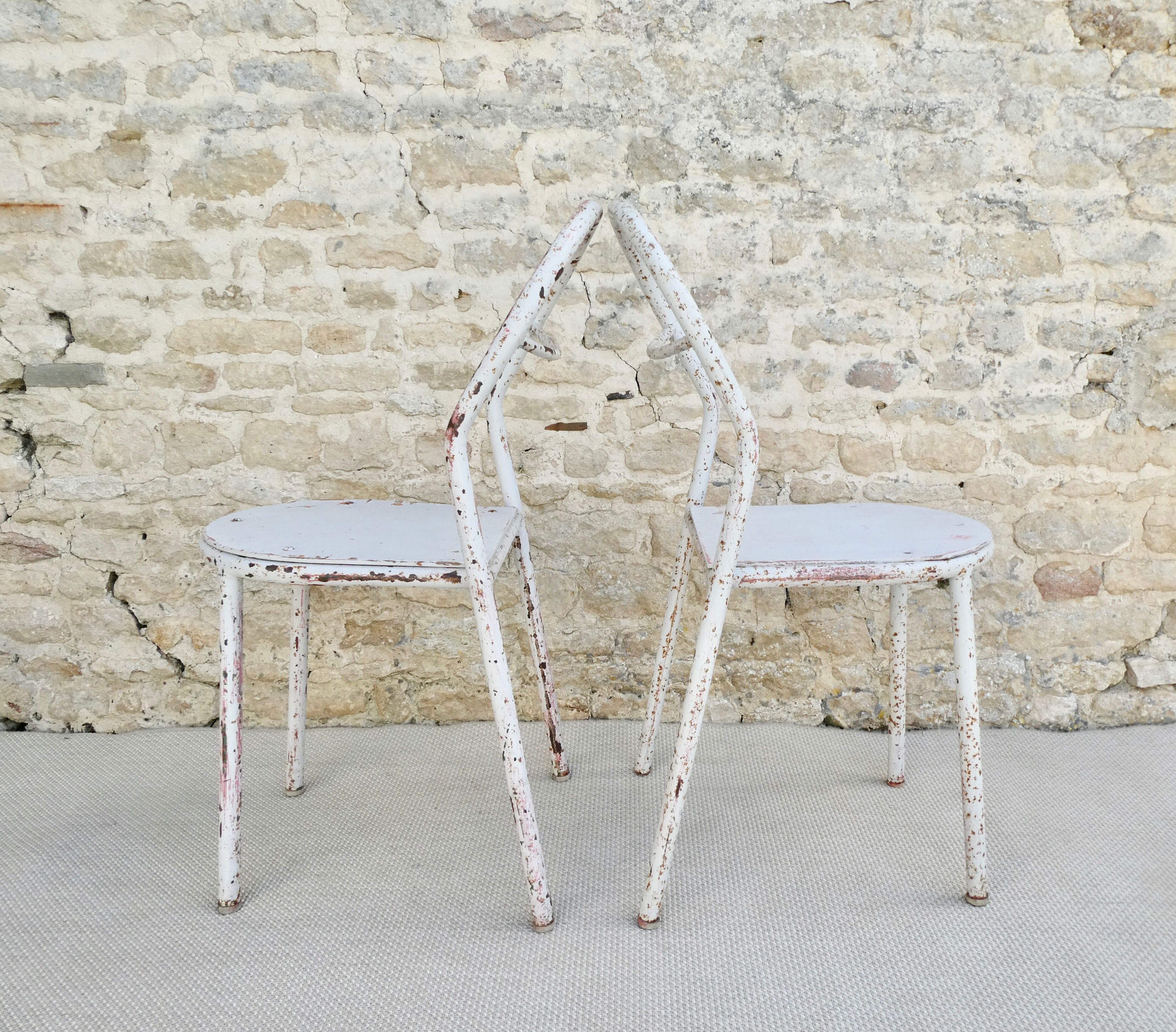 Pair of Mobilor chairs, in metal and wood