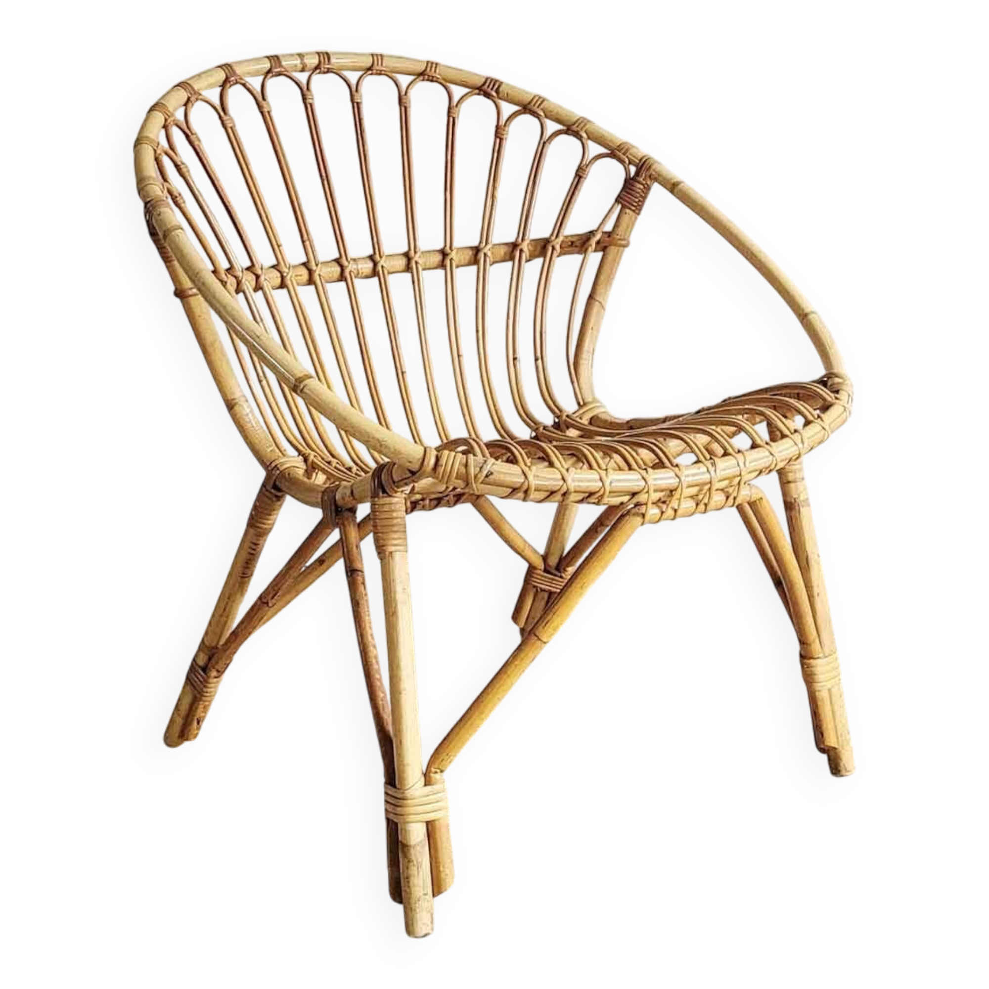 Fauteuil en rotin vintage