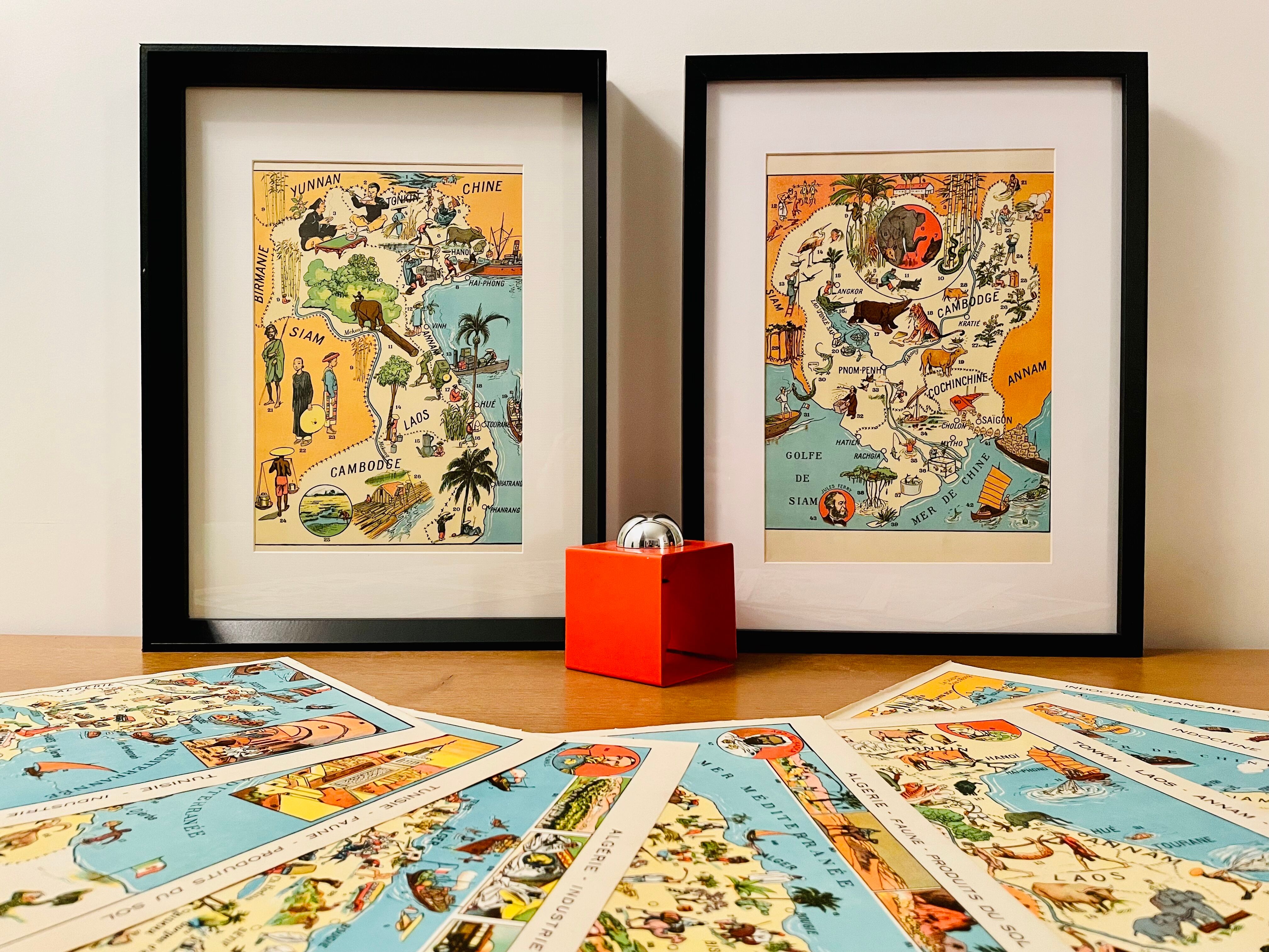 Old poster map of French West Africa Senegal Guinea Sudan - 1931