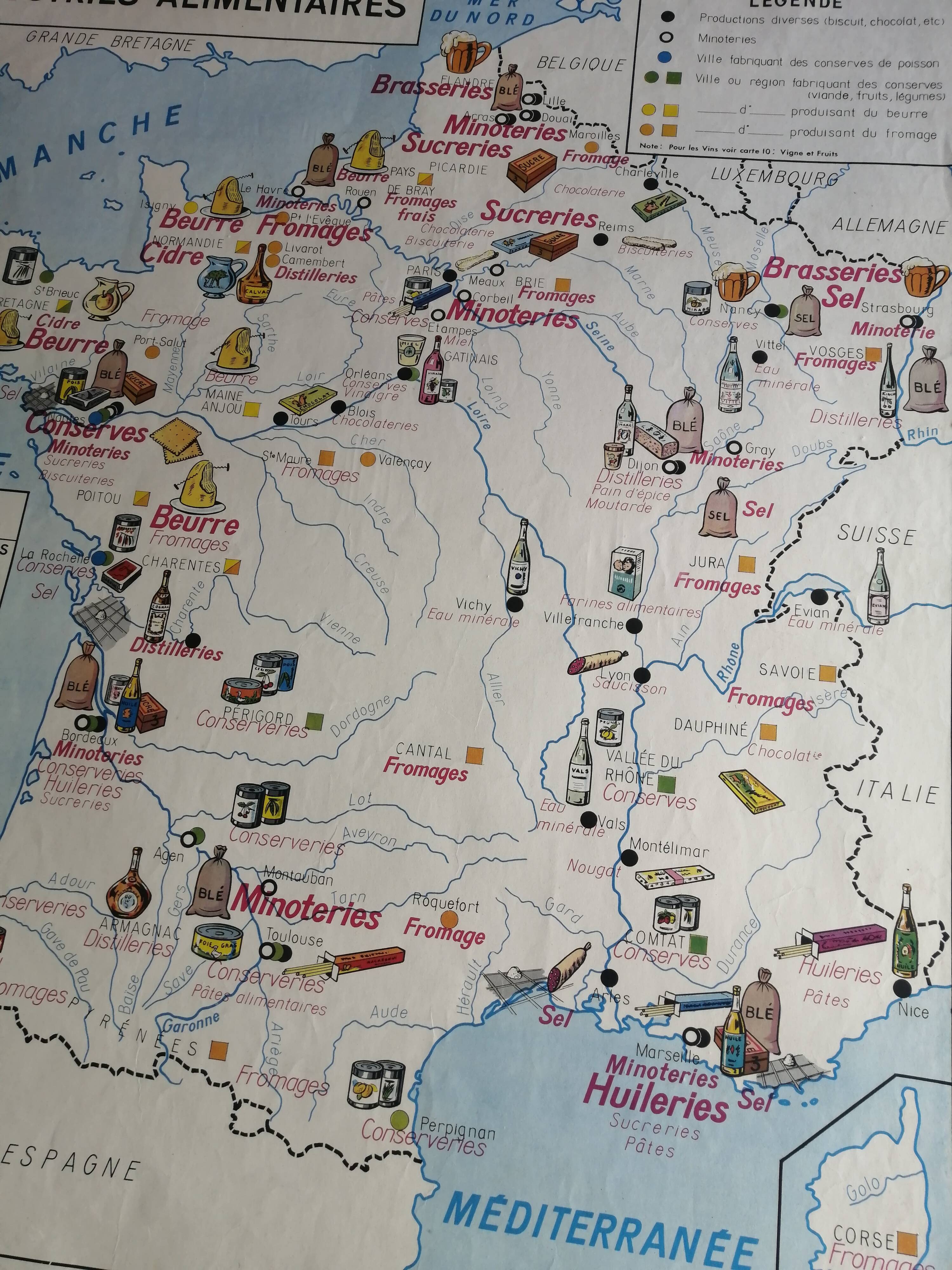 Ancienne carte scolaire MDI : France population et Industrie