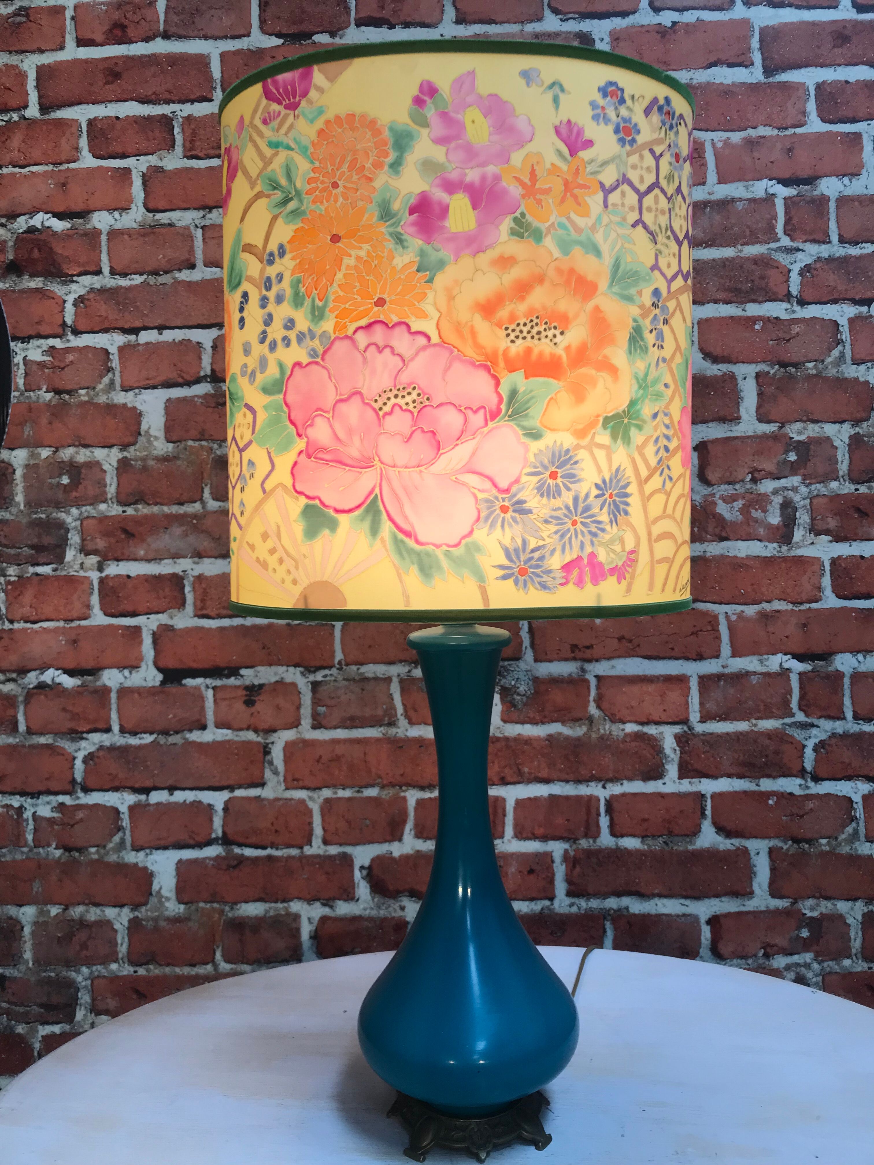 Blue ceramic table lamp