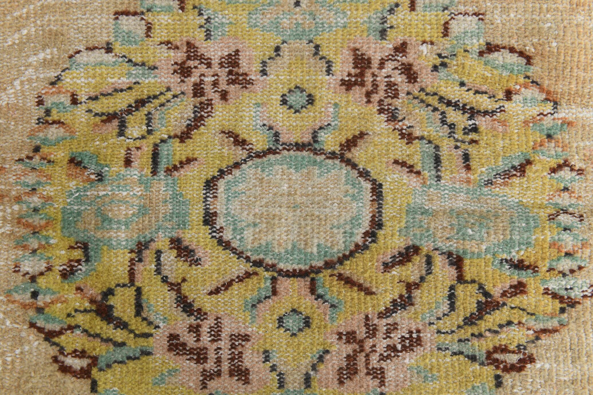 3x10 Light Green & Cream Antique Vintage Runner Rug, 80x296Cm
