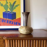 Mid-century cream parchment vase, Aldo Tura Italy 1950s