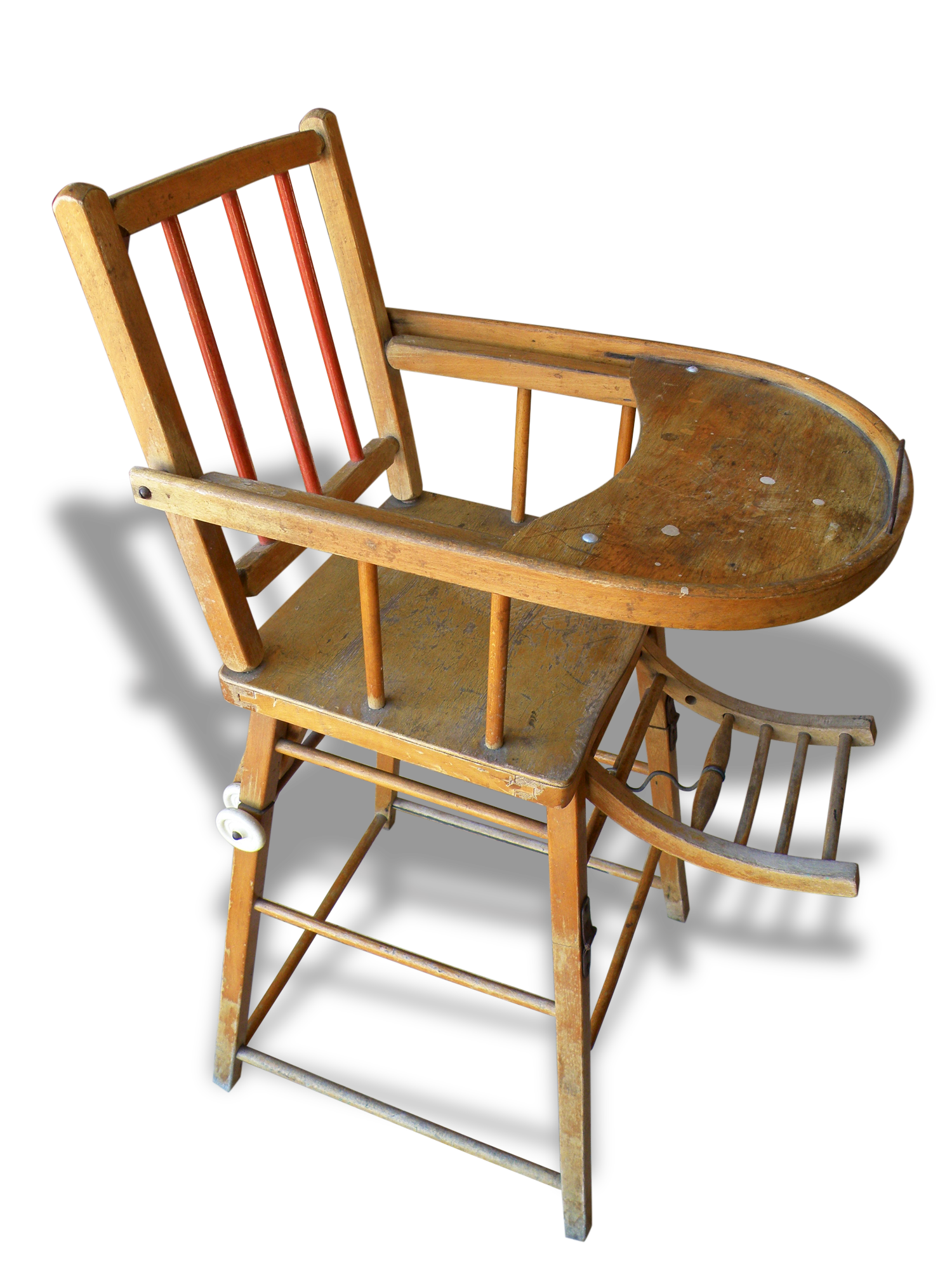 Chaise haute bébé enfant en bois ancienne  Selency