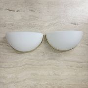 Pair of Limburg Glashütte wall lamp sconce opaline glass with golden detail