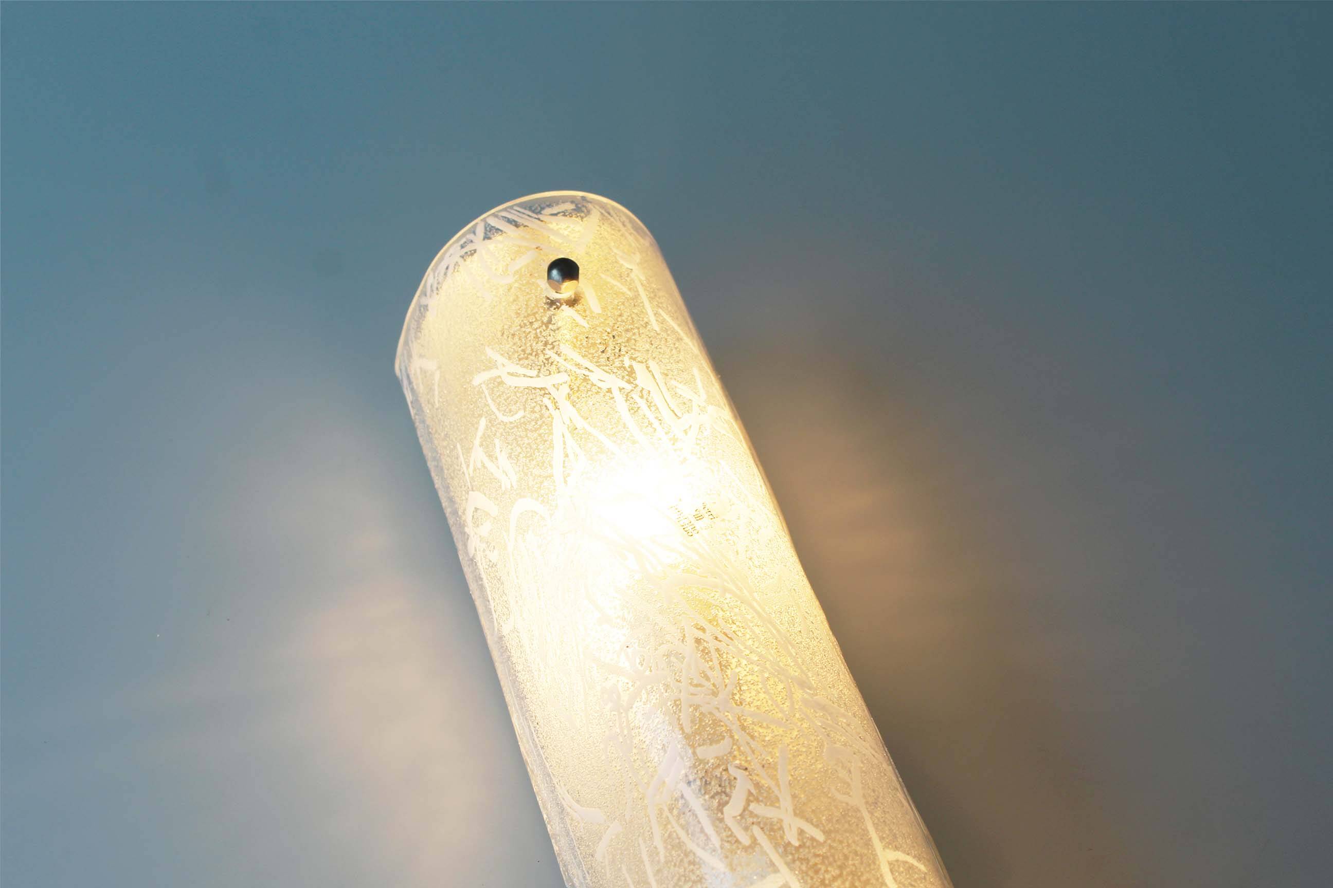 Vintage signed muranoglass tubular sconces by Hillebrand