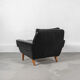Mid Century Black Leather and Teak Scandinavian Armchair, Denmark, circa 1970