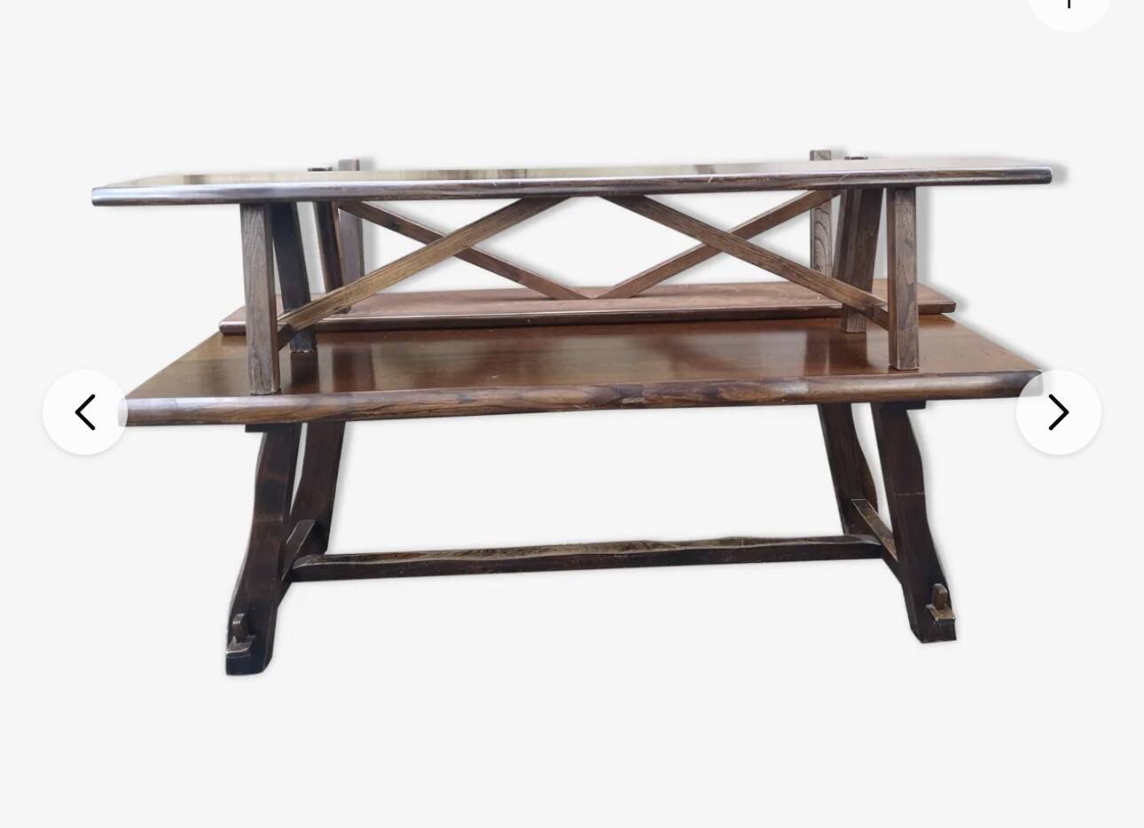 Large table and 2 benches brutalist design Olavi Hänninen