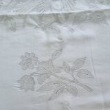 Sheet 2.40m×3.20m +2 linen thread pillowcases without monogram embroidered with a pair of doves and flowers
