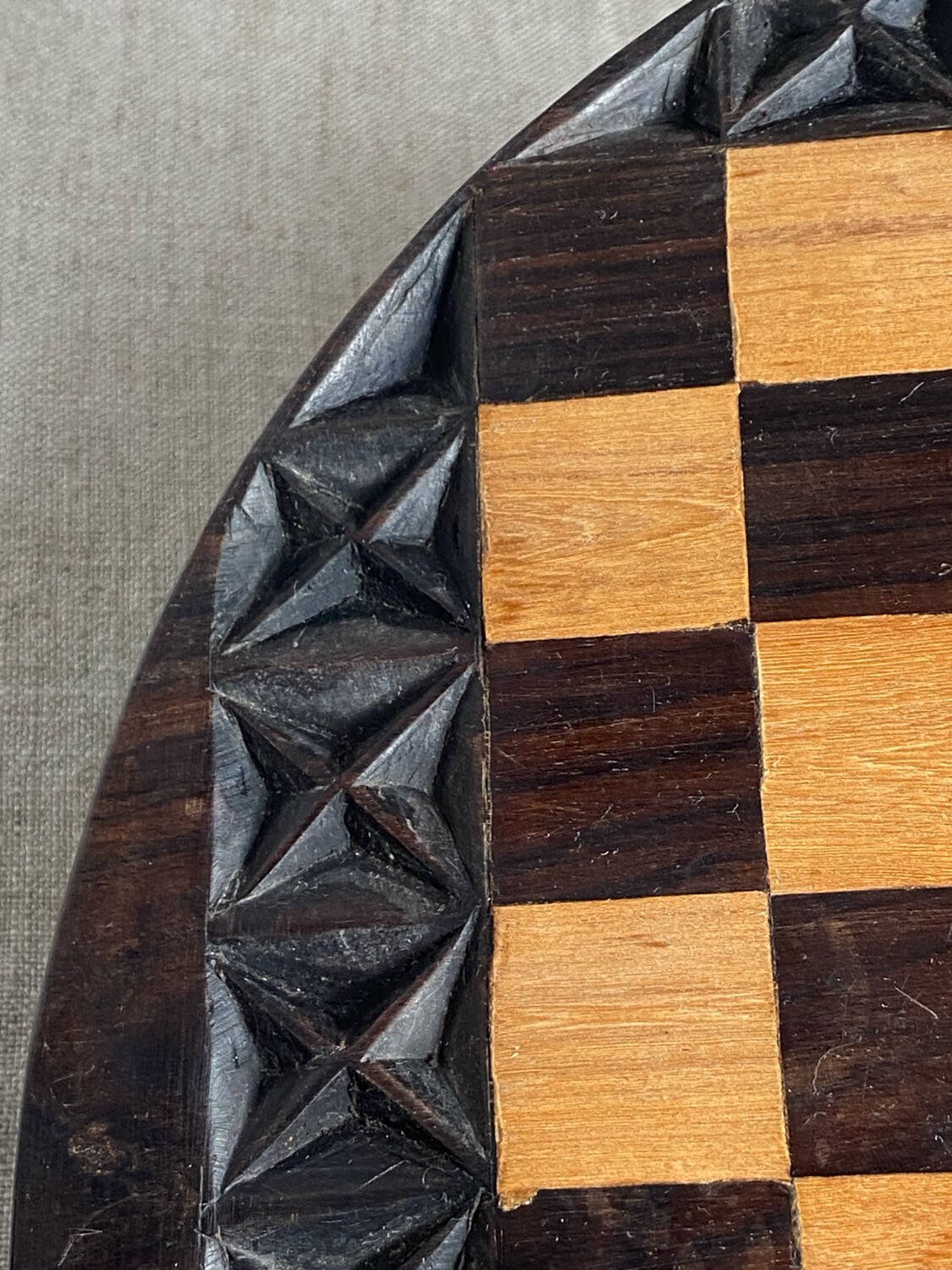 Carved wooden chess set