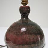 Enameled sandstone lamp base signed 70s