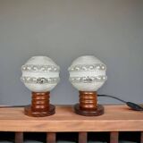 Paire de lampes de table portugaises en bois du milieu du siècle