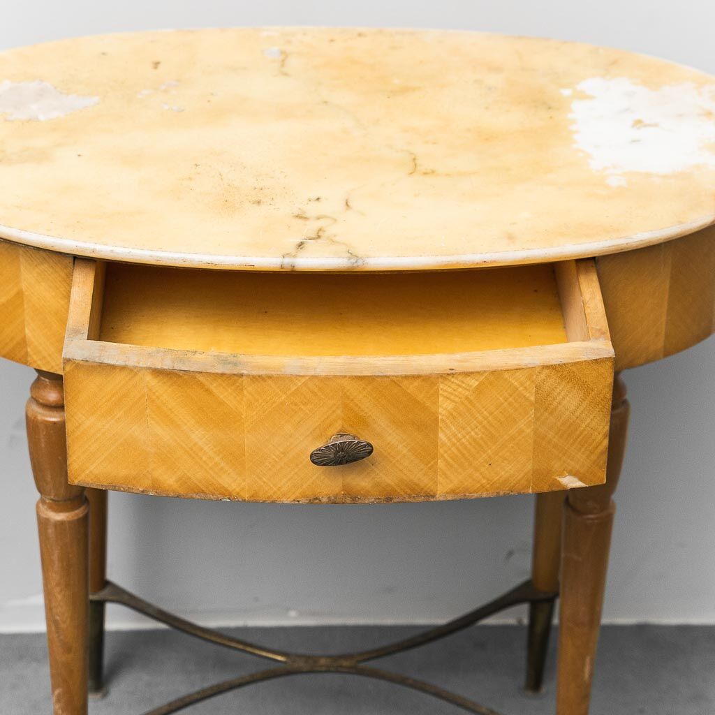 Pair of bedside tables with marble top 1950s vintage modernism
