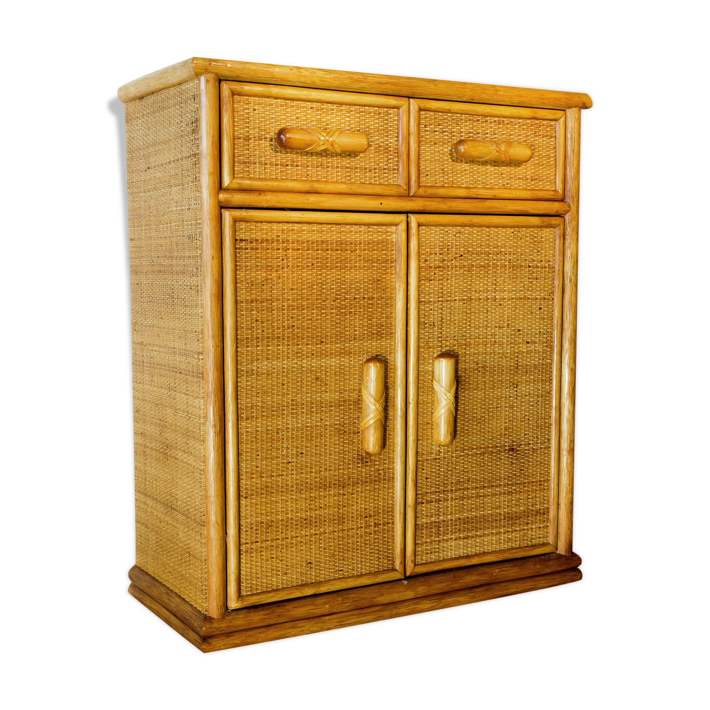 70's rattan storage unit