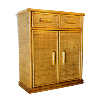 70's rattan storage unit