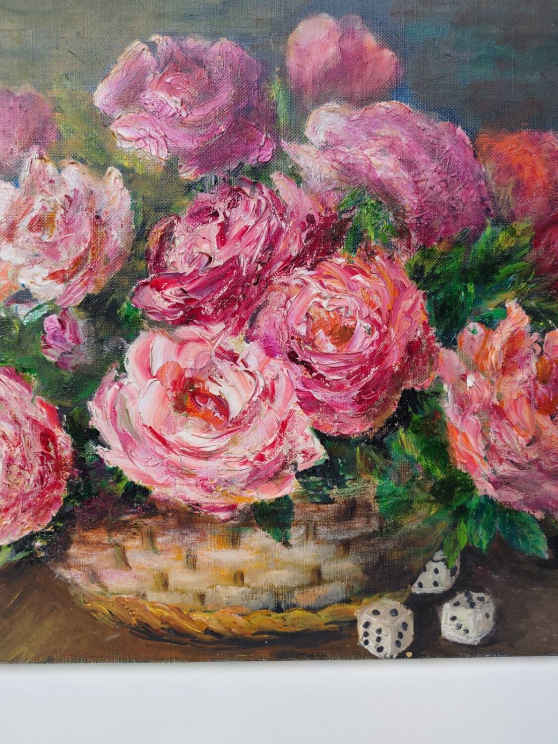 Oil on canvas, bouquet of flowers by Lysiane Boit.