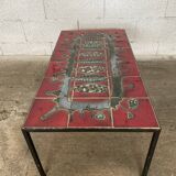 Table basse en ceramique et métal 1960 dans le goût de Roger Capron